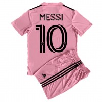 Echipament fotbal Inter Miami Lionel Messi #10 Tricou Acasa 2023-24 pentru copii maneca scurta (+ Pantaloni scurti)